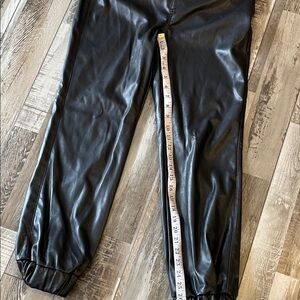 Tinseltown Black Faux Leather Jogger Track Pants